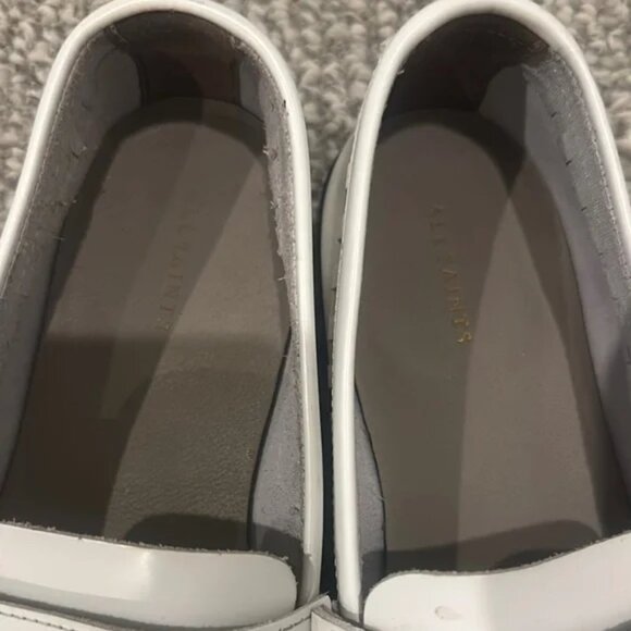All Saints Sofie Leather Chalk White Penny Loafers 37 - Picture 8 of 8